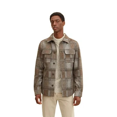 Abbildung von TOM TAILOR Herren Overshirt Jacke 1032499, 30475 Brown Check, XL