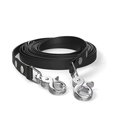 Abbildung von 5m Schleppleine, Hundeleine, 2 Karabiner &amp; D Ring, Schwarz, sehr stabil, schmutz und wasserabweisend