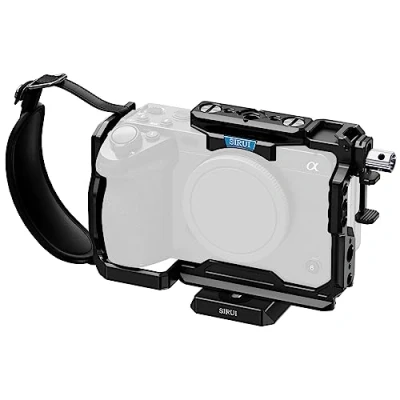 Abbildung von SIRUI FX30 FX3 Cage käfig für Sony mit Original XLR Griff, HDMI Kabelklemme, ARRI 3/8&quot; 16, Cold Shoe und NATO Schiene 1/4&quot; 20 Gewindebohrungen,Schwarz