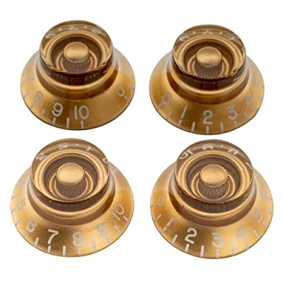 Abbildung von Musiclily Pro Imperial Zoll Gitarre Top Hat Potiknöpfe Bell Knobs für USA Les Paul Style E Gitarre, Gold(4er Set)