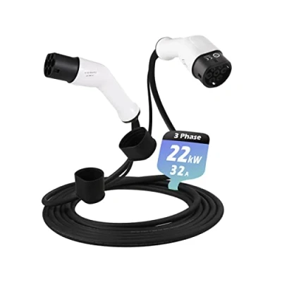 Abbildung von EVIEUN Typ 2 Ladekabel 22kW 7m für EV Elektroautos PHEV, 32A 3 Phasig auf Hybrid Elektroauto Kompatibel mit Model 3/S/X/Y, E Up, ID.3, ID.4, Zoe, EQ fortwo, i3, Tron, Kona