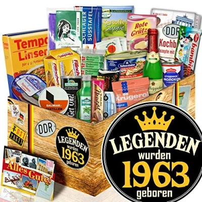 Abbildung von Legenden 1963 Geschenk für Mann Geburtstag DDR Spezialitäten Box Ostpaket