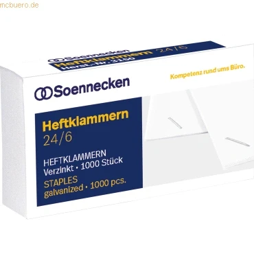 Abbildung von Soennecken Heftklammern 3151 24/6 verzinkt 1000 Stück