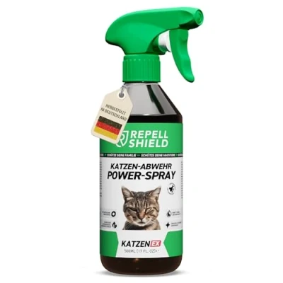 Abbildung von RepellShield® Natürliches Katzenabwehrspray 0,5L Katzenschreck Spray zum Katzen vertreiben &amp; Anti Kratz Ohne Flecken Rückstände