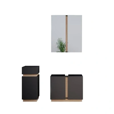 Abbildung von Vicco Badmöbel Set Gloria, Anthrazit/Sonoma, 3 Teile, mit Midischrank