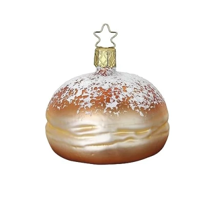 Abbildung von Inge Glas Christbaumschmuck, Weihnachtsbaumschmuck Krapfen Farbe: braun Höhe 6,5 cm