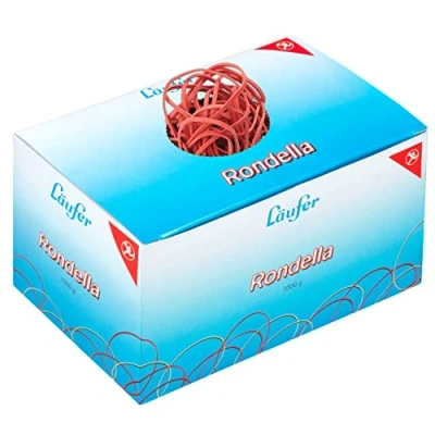 Abbildung von Läufer 51741 Rondella Gummibänder 80 x 2 mm, Durchmesser 50 mm breite Gummiringe, 1 kg Schachtel, rot