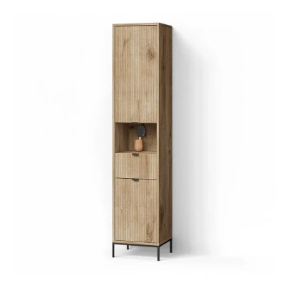 Abbildung von Livinity® Hochschrank ATERNO, Viking Oak, 40 x 190 cm mit Tür und Schublade