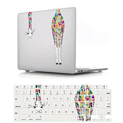 Abbildung von Hülle Kompatibel mit Neues MacBook Air 13 Zoll 2020 2019 2018 Freisetzung A1932 A2179 A2337 M1 Retina Display and Touch ID, Plastik Hartschale Snap Case &amp; Tastaturabdeckung, Giraffe