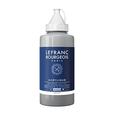 Abbildung von Lefranc Bourgeois 300448 Fine Acrylfarbe Silber, 750ml Flasche, cremige auf Wasserbasis, schnell trocknend, lichtecht, wasserfest