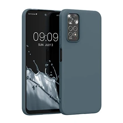 Abbildung von kwmobile Hülle kompatibel mit Xiaomi Redmi Note 11 / 11S weiches TPU Silikon Case Cover geeignet für kabelloses Laden Dunkler Schiefer