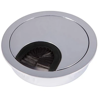 Abbildung von SOTECH 2 Stück Kabeldurchführungen Kabeldurchlass aus Metall Chrom poliert Bohrmaß Ø 68 mm Schreibtisch mit Staubdichtung