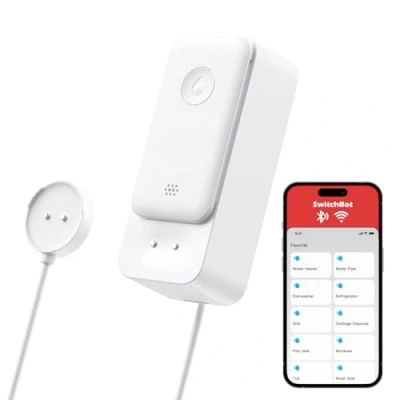 Abbildung von SwitchBot WLAN Wassermelder kein Hub erforderlich(nur 2.4G), Smart Wassersensor 100dB Einstellbarer Alarm &amp; App Benachrichtigung, IP67 wasserdicht, Wasserleck Detektor für Zuhause mit 1m Sensorkabel