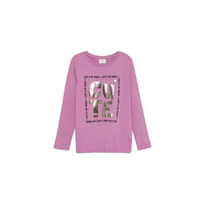 Abbildung von s.Oliver Langarmshirt mit Foil Print und Gummibund pink 104/110