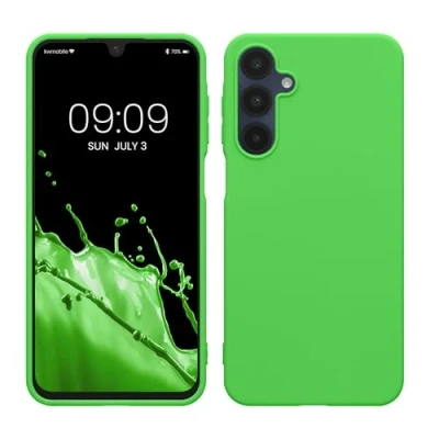 Abbildung von kwmobile Hülle kompatibel mit Samsung Galaxy A16 5G weiches TPU Silikon Case Cover geeignet für kabelloses Laden Limettengrün