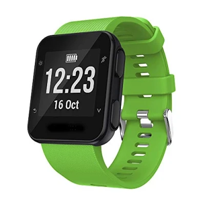 Abbildung von Yikamosi Kompatibel mit Garmin Forerunner 35 Armband,Schnellverschluss Weiches Silikon rostfreiem Metallverschluss Ersatzbänder für Forerunner35/Garmin Forerunner30 GPS Watch,Grün