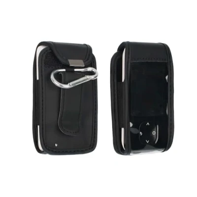 Abbildung von caseroxx Ledertasche mit Gürtelclip kompatibel Dexcom G7 / ONE+ aus Echtleder, Tasche und Sichtfenster in schwarz