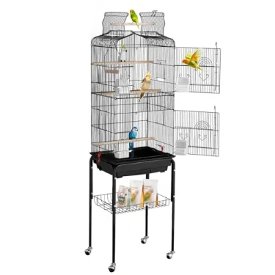 Abbildung von VEVOR Vogelkäfig Vogelvoliere Vogelbauer Vogelhaus mit Ständer 45,7x35,5x151cm