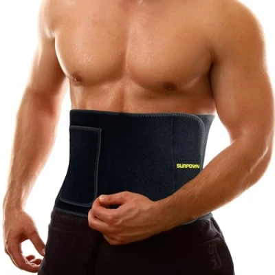 Abbildung von Waist Trainer Damen Herren, Bauchweggürtel, Saunagürtel Schwitzgürtel bauch weg gürtel zum abnehmen, fitnessgürtel Männer und Frauen, Bauchgurt Sport Fitness Sweat Taillen Trimmer AB Schwarz S