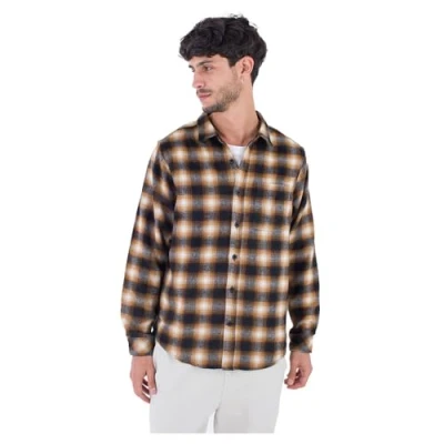 Abbildung von Hurley Herren Portland Heavyweight Flannel Ls Hemd, Braun, L