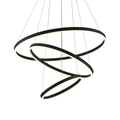 Abbildung von Arcchio LED Hängeleuchte Albiona, schwarz, 2 Ringe, Ø 60 cm