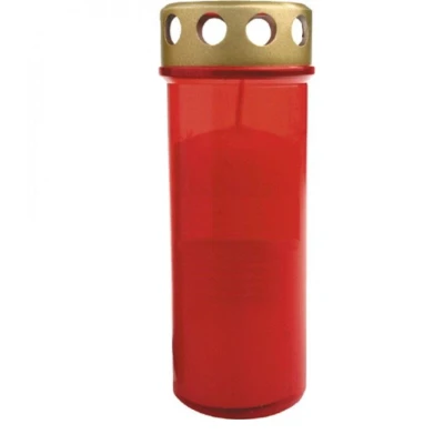 Abbildung von Grablicht Brenner Nr.5 mit Golddeckel XL 16,5 cm / 200 g rot