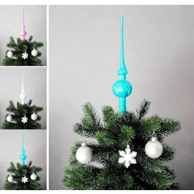 Abbildung von JACK Christbaumspitze Spitze Glas 28cm Eislack Glanz Matt Baumspitze Mundgeblasen Box, Farbe:Türkis