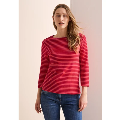 Abbildung von Cecil Gestreiftes Langarmshirt, Damen, Größe: XL, Rot