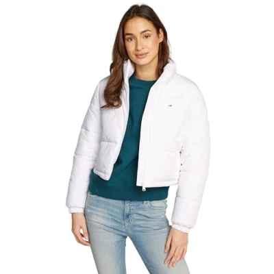 Abbildung von Tommy Jeans Damen Pufferjacke Cropped Essential Puffer Kurz, Weiß (White), M