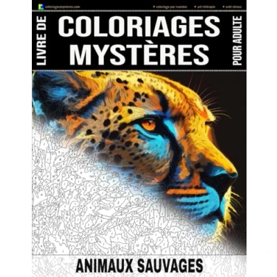 Abbildung von animaux sauvages Livre de Coloriages Mystères pour adulte Coloriage par Numéro Art Thérapie Anti Stress: 20 à colorier + 5 ... (Livres adulte)