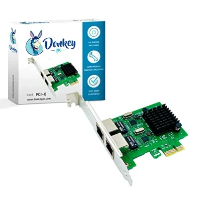 Abbildung von Donkey pc Netzwerkkarte Gigabit Ethernet LAN 2 Port PCIe RJ45, Network Card 1000M Dual Electrical RJ45 10/100/1000Mbps Windows Server, Win8, 10, XP, Linux