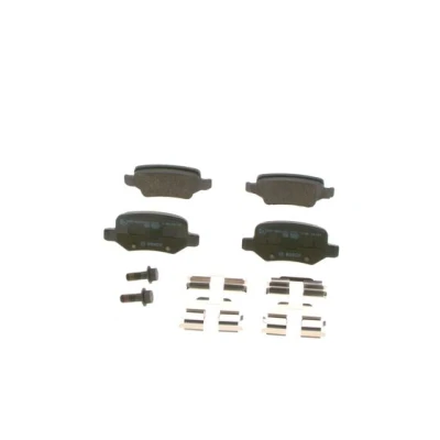 Abbildung von BOSCH 0 986 494 023 Bremsbelagsatz Low Metallic mit Montageanleitung, Anti Quietsch Blech, Schrauben MERCEDES BENZ: A Klasse, B Klasse