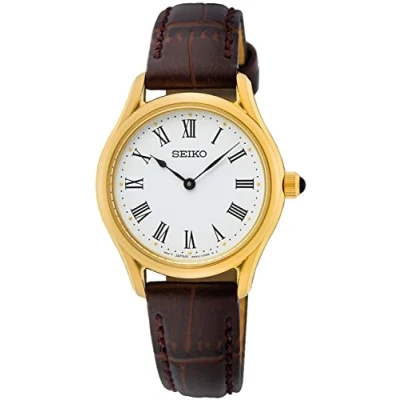 Abbildung von Seiko Damen Analog Quarz Uhr mit Leder Armband SWR072P1