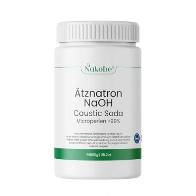 Abbildung von Nakobe Natriumhydroxid Ätznatron 1 Kg NaOH Microperlen &gt; 99% Reinheit Ideal für Seifenherstellung &amp; Industrie Caustic Soda Laborqualität