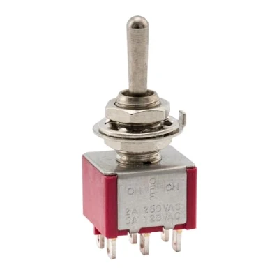 Abbildung von Musiclily 3 Wege Mini Toggle Switch 6 Pin Position ON OFF Gitarre Schalter, Rot