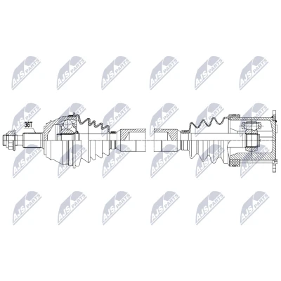 Abbildung von NTY NPW VW 204 Antriebswelle Vorderachse rechts 810mm 104mm Automatikgetriebe VOLKSWAGEN: Golf 4 Schrägheck, Variant, Bora Variant