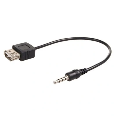 Abbildung von Maclean MCTV 693 Kabel Jack 3,5mm OTG (On The Go) Adapter USB Host High Speed Auto AUX Buchse schwarz Female Kabeladapter Audio