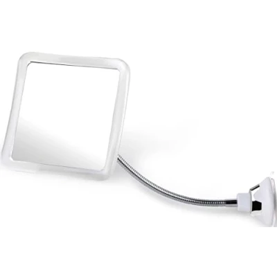 Abbildung von Duschspiegel Antibeschlag mit Saugnapf, Rasierspiegel Dusche, Spiegel Dusche Beschlagfrei für Bad, Flexible Height Fogless Shower Mirror Ohne Vergrößerung, 16x16 cm (Flexibel)