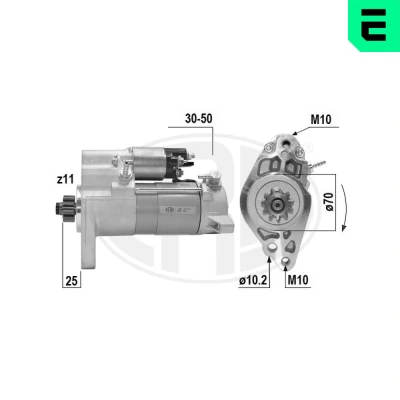 Abbildung von ERA 221087A Anlasser 12V 1,9kW 11 30,50 70mm