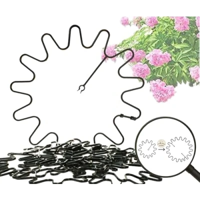 Abbildung von ARPON Staudenhalter rund 10 Stück Einstellbare Blumenstütze &amp; Pflanzenstütze Ø 21,5 cm Ideal als Hortensien Stütze, Strauchstütze, Staudenstütze robuster Blumenhalter im Garten