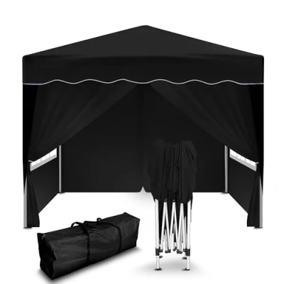 Abbildung von Kronenburg Faltpavillon 3x3 m wasserdicht Gartenpavillon, Partyzelt stabil, UV Schutz 50+, mit 4 Seitenteilen