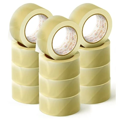 Abbildung von OFITURIA Transparentes Packband zum Verpacken von Kartons für Versand und Umzug. Siegel sichere widerstandsfähige Verpackungen (36 cms x 60 mts Transparente, 12 Rollos)