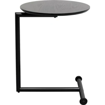 Abbildung von Kare Design Beistelltisch Easy Living Holz, Schwarz, 46cm Durchmesser, Rund, Mobiler Kaffeetisch, Modernes Design, Couchtisch, Wohnzimmertisch, Tischplatte Edelstahl, 63x46x46 cm (H/B/T)