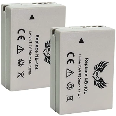 Abbildung von 2X SK Akku Ersatz für Canon NB 10L 950mAh PowerShot G1X G3X / G15 G16 // SX40 HS SX50 SX60