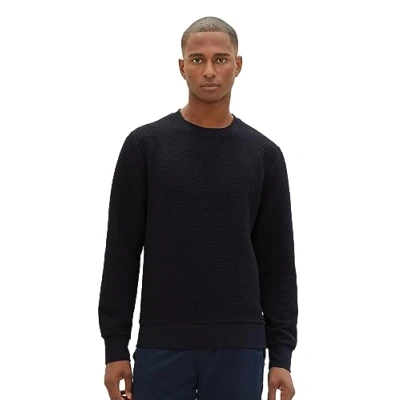 Abbildung von TOM TAILOR Herren 1037860 Basic Sweatshirt mit feiner Struktur, 10668 sky Captain Blue, S