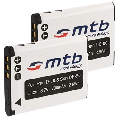 Abbildung von 2X Akku D Li88 / Sanyo DB L80 Toshiba PX1686 für Pentax Optio/Sanyo Xacti/Toshiba Camileo… kompatible Modelle Siehe Liste!
