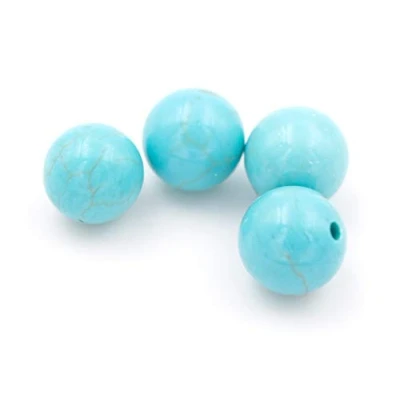 Abbildung von Vintageparts halbgebohrte Perlen aus Howlite in türkis 6 mm 4 Stück Schmuck selber Machen