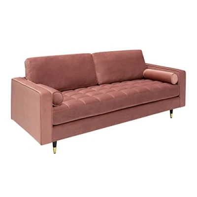 Abbildung von riess ambiente 3 Sitzer COZY VELVET 220cm altrosa / schwarz gold, Einzelartikel 1 Teile, Wohnzimmer · Samt Polster Federkern mit Kissen Barock Design