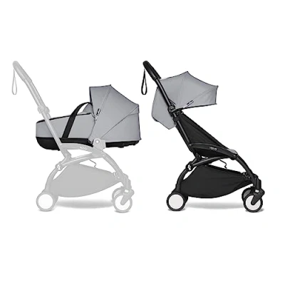 Abbildung von BABYZEN YOYO2 Kompletter Kinderwagen Inklusive YOYO Liegewanne (Stone), Kinderwagengestell (Black) &amp; 6+ Textilset (Stone) für Kleinkinder bis 22 kg