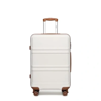 Abbildung von KONO Koffer Hartschale Leichter ABS Reisekoffer Handgepäck Trolley mit 4 Spinnrollen &amp; TSA Schloss, cremeweiß, 116, modisch